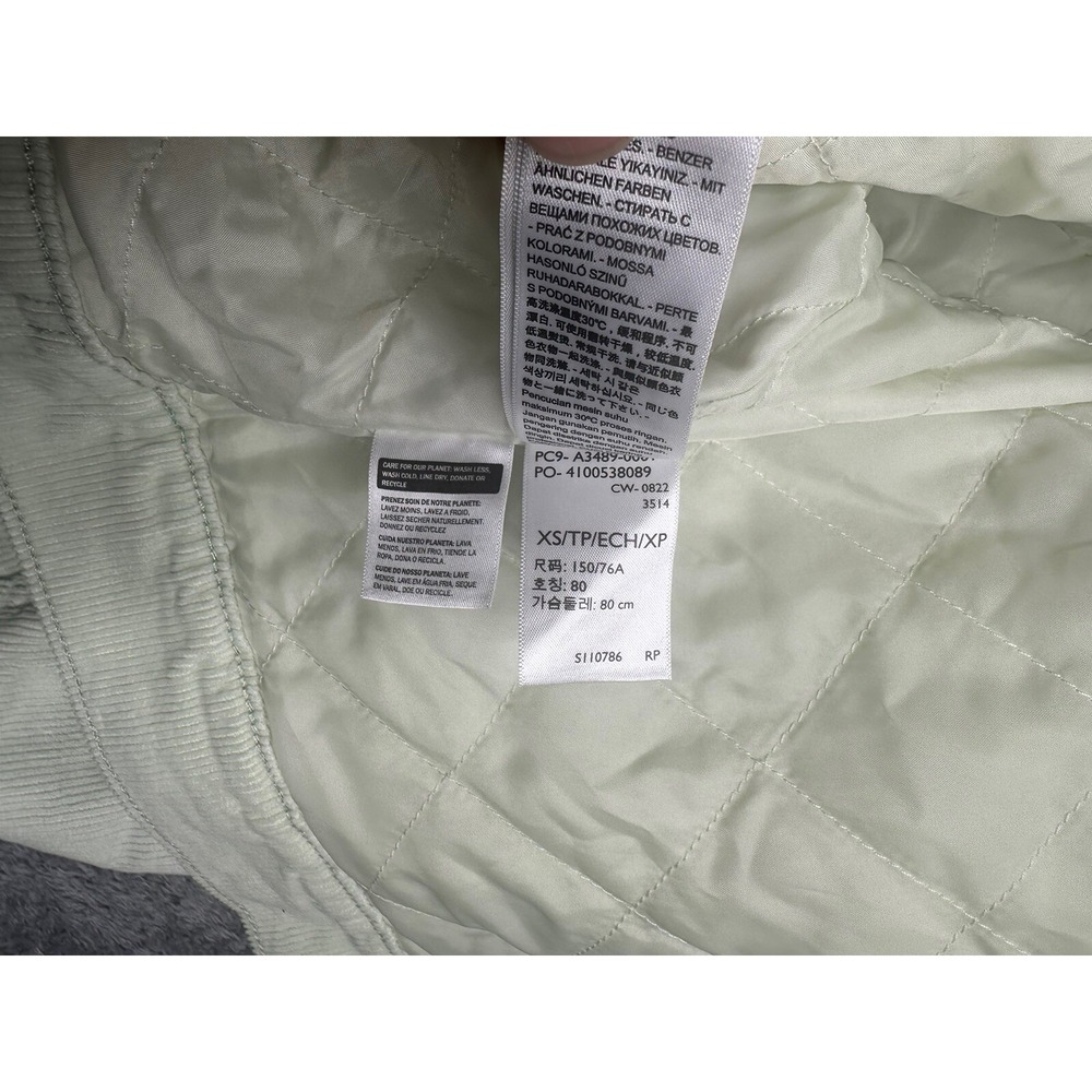 LEVIS Womens NEW Cropped Trucker Jacket Sherpa Collar Corduroy Xs Green Mint - Picture 4 of 10